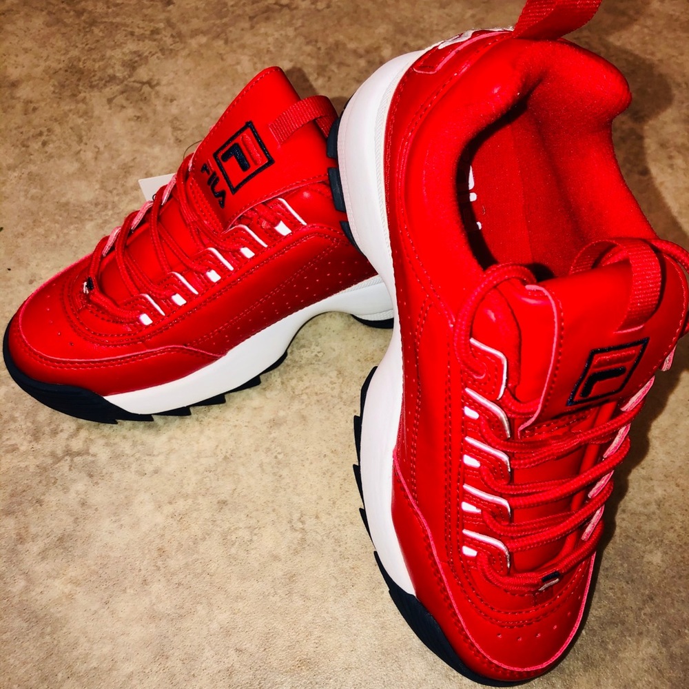 Fila💲Disruptor II Premium Shoe 🔴🔵⚪️Red/Navy/wht - Picture 3 of 8